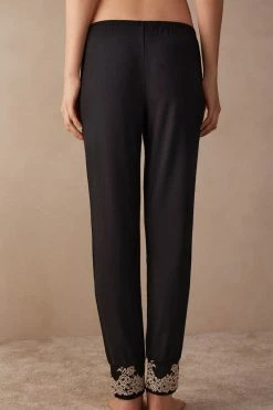 Pretty Flowers Full-Length Modal Trousers With Cuffs -intimissimi shop PD1294Q9887 BI