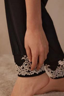 Pretty Flowers Full-Length Modal Trousers With Cuffs -intimissimi shop PD1294Q9887 DT1W