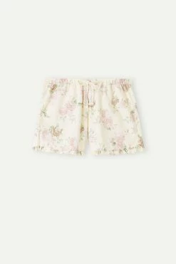 Scent Of Roses Plain-Weave Cotton Shorts 12 Scent Of Roses Plain-Weave Cotton Shorts -intimissimi shop PDC2484205J F