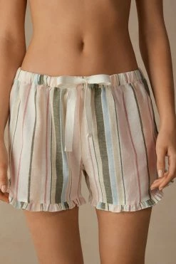 Marine Holidays Cotton And Linen Shorts