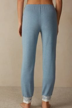 Romantic Bedroom Modal With Wool Cuffed Full-Length Trousers 13 Romantic Bedroom Modal With Wool Cuffed Full-Length Trousers -intimissimi shop PDL903A145J BI