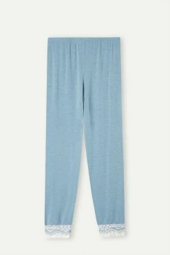Romantic Bedroom Modal With Wool Cuffed Full-Length Trousers 14 Romantic Bedroom Modal With Wool Cuffed Full-Length Trousers -intimissimi shop PDL903A145J F