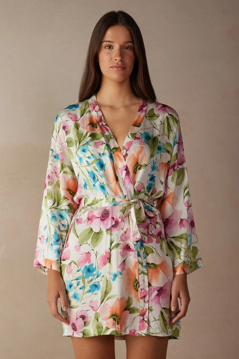 Botanical Lyrics Satin Kimono 3 Botanical Lyrics Satin Kimono
