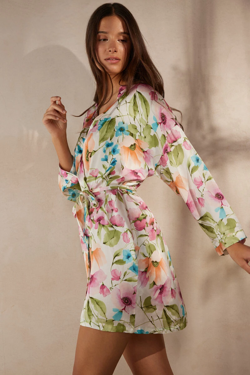 Botanical Lyrics Satin Kimono 4 Botanical Lyrics Satin Kimono - Image 2
