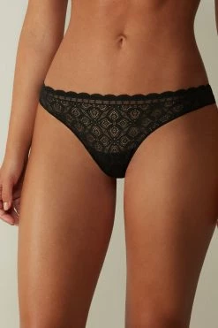 Lace And Microfibre Brazilian Briefs