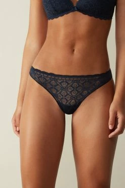 Lace And Microfibre Brazilian Briefs