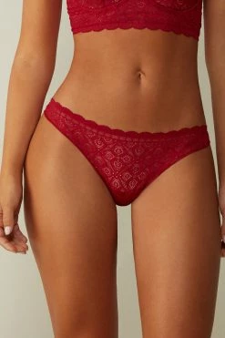Lace And Microfibre Brazilian Briefs