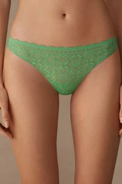 Lace And Microfibre Brazilian Briefs