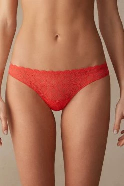 Lace And Microfibre Brazilian Briefs