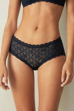 Microfibre And Lace Briefs