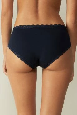 High-Rise Briefs In Lace And Cotton 13 High-Rise Briefs In Lace And Cotton -intimissimi shop SID96A1467 BI